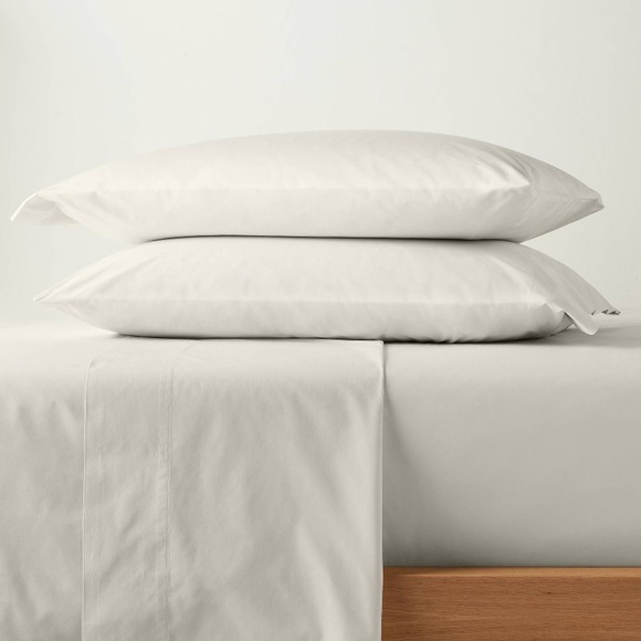 CASALUNA Washed Supima Percale Solid Sheet Set Full NWT Natural - Picture 5 of 5